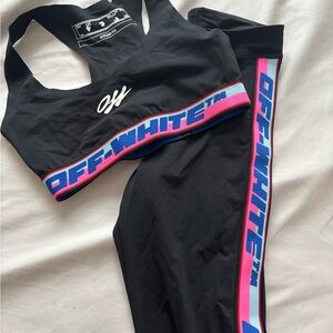 Off-White Black Racerback Sports Bra with White Logo Print